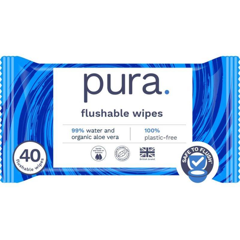 Toallitas Pura Flushable XL 40 uds Aloe Vera para piel sensible