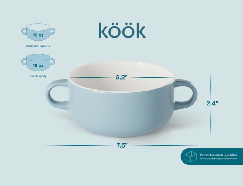 Cazuelas KooK para Sopa 510 ml Juego de 4 en Azul Pálido