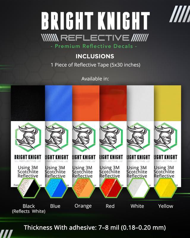 Vinilo Reflectante BRIGHT KNIGHT DECALS Negro 13 × 76 cm
