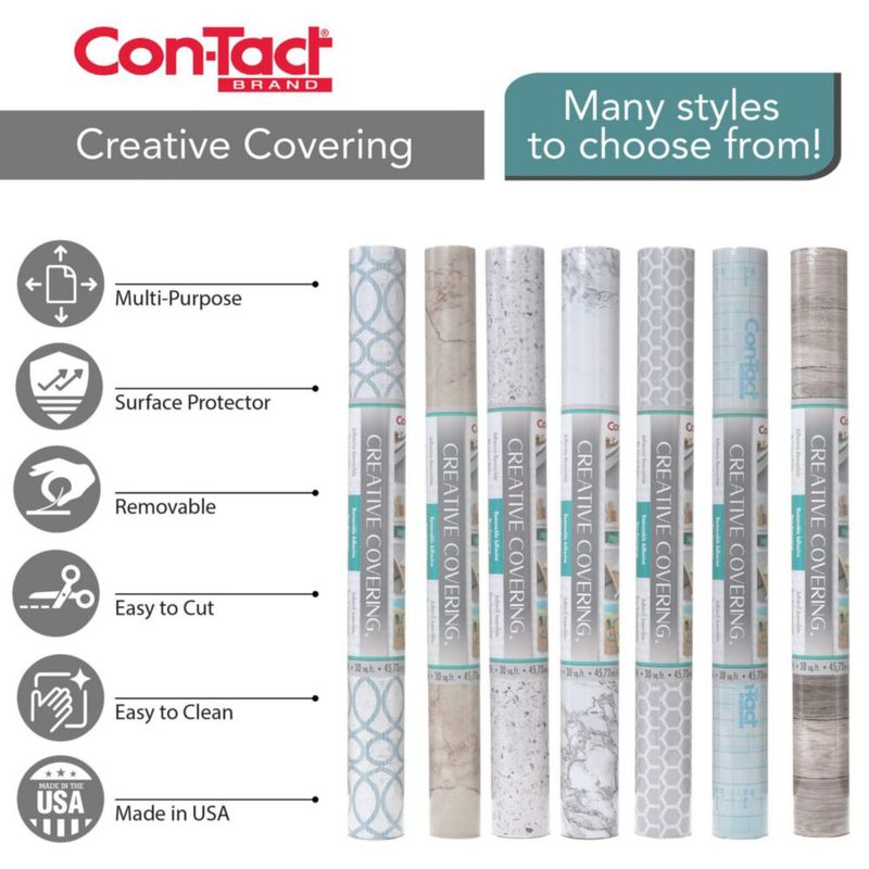 Forro para Estantes Con‑Tact 46 cm x 15 m Granito Negro/Blanco