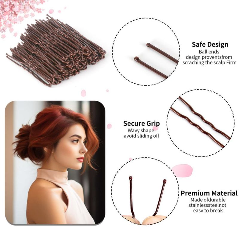 Pasadores para el Cabello DySaLic 6 cm 100 piezas Marrón con Caja de Almacenamiento