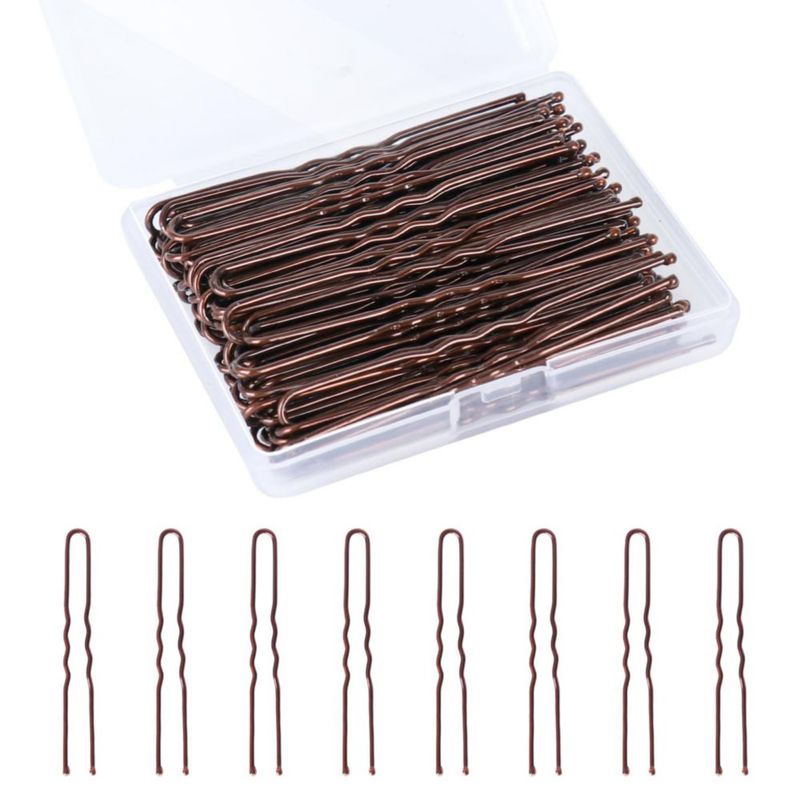 Pasadores para el Cabello DySaLic 6 cm 100 piezas Marrón con Caja de Almacenamiento
