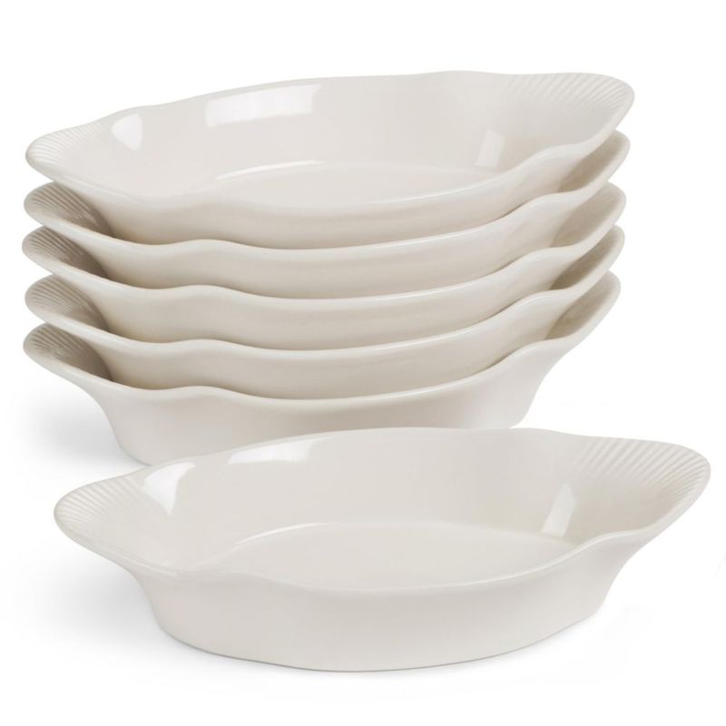 Juego de 6 cazuelas KooK de 340 ml color marfil aptas para horno