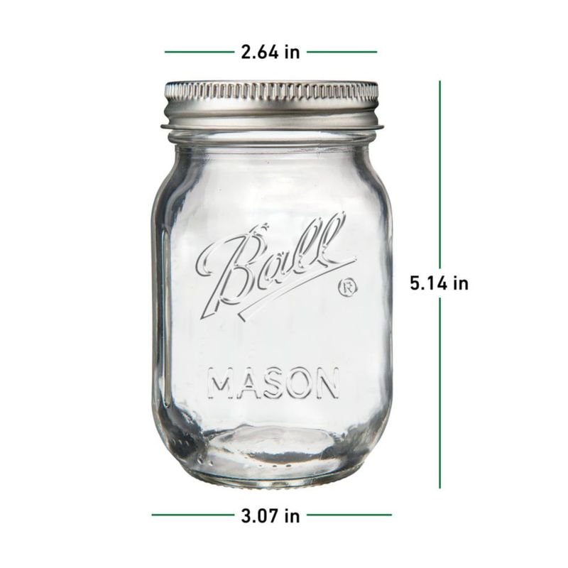 Tarro de vidrio Ball 473 ml paquete de 4 boca estándar