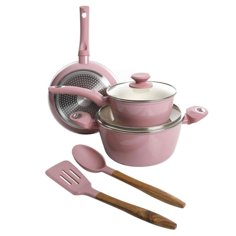 Juego de utensilios de cocina Gibson Home de 7 piezas en lavanda rosado