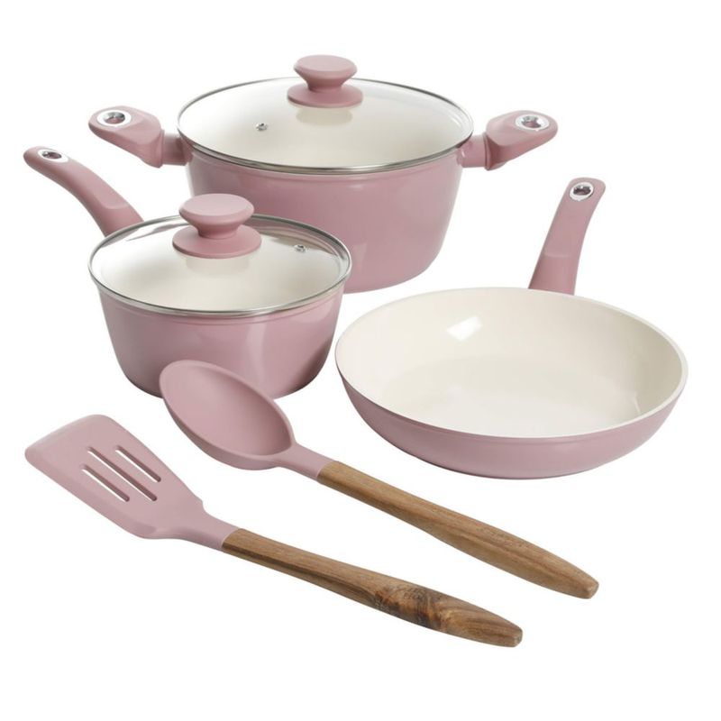 Juego de utensilios de cocina Gibson Home de 7 piezas en lavanda rosado
