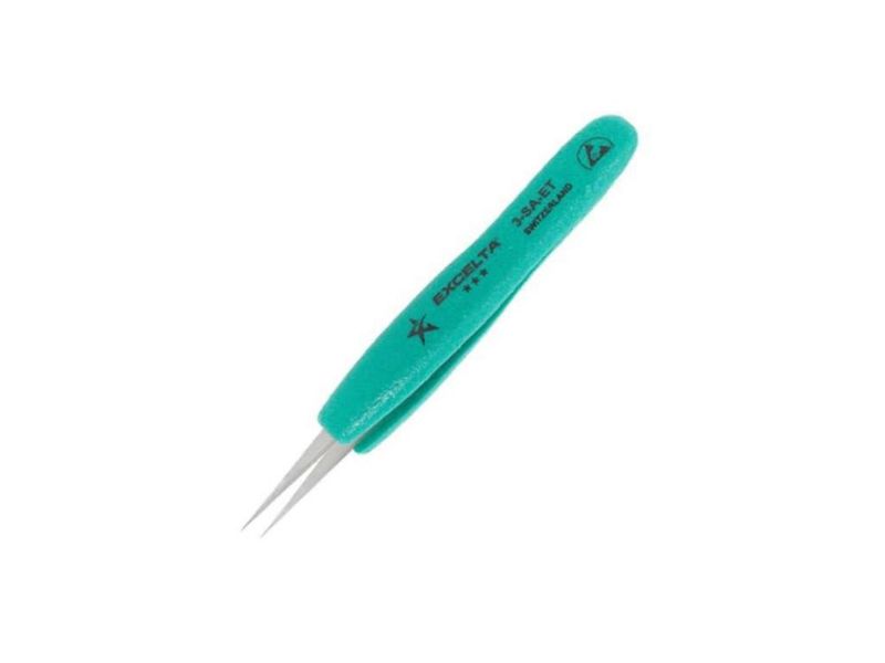 Pinzas Excelta 3‑SA‑ET de punta muy fina y recta