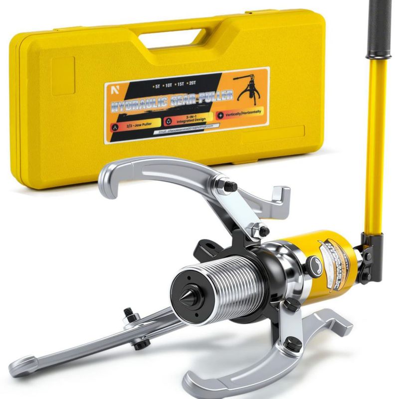 Extractor hidráulico de engranajes NEWTRY 15 toneladas 3 mordazas vertical/horizontal con estuche