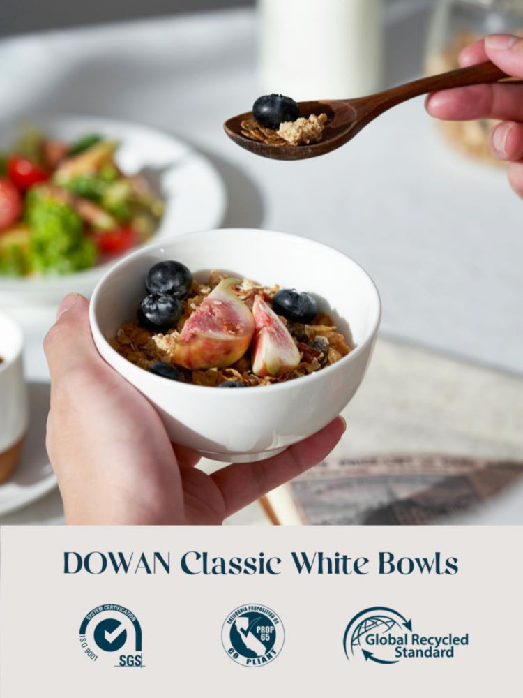 Juego de 4 tazones DOWAN de 240 ml blanco aptos para lavavajillas
