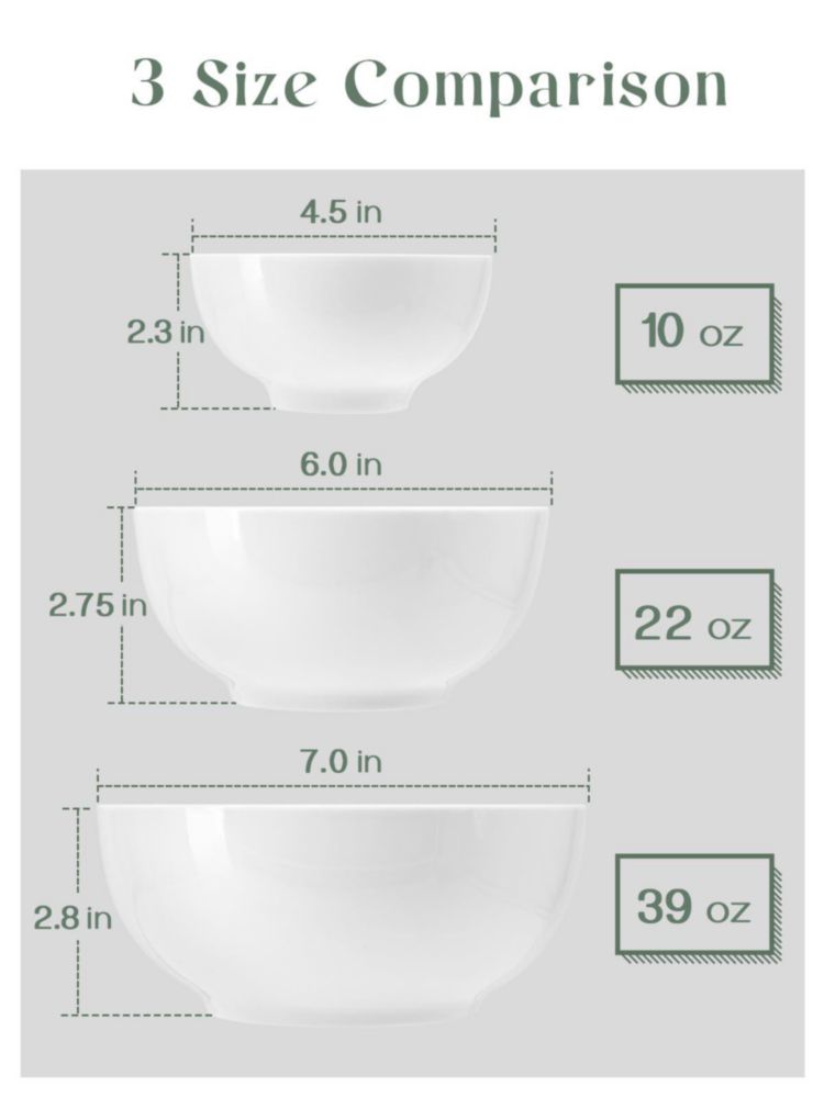 Juego de 4 tazones DOWAN de 240 ml blanco aptos para lavavajillas