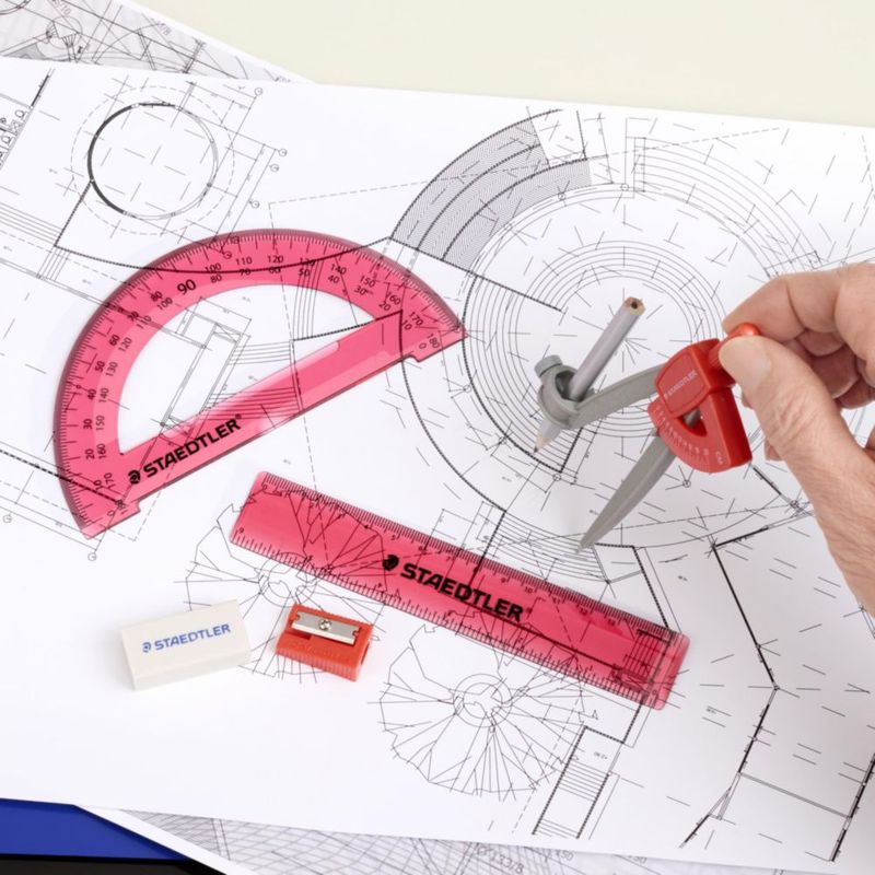 Set de Matemáticas STAEDTLER de 6 piezas con regla y bolsa con cremallera