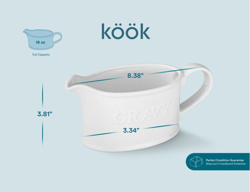Salsera KooK 532 ml Blanco con relieve estilo granja