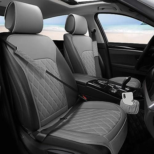 Fundas de Asiento Sanwom Cuero Sintético Pack 2 Gris Impermeable