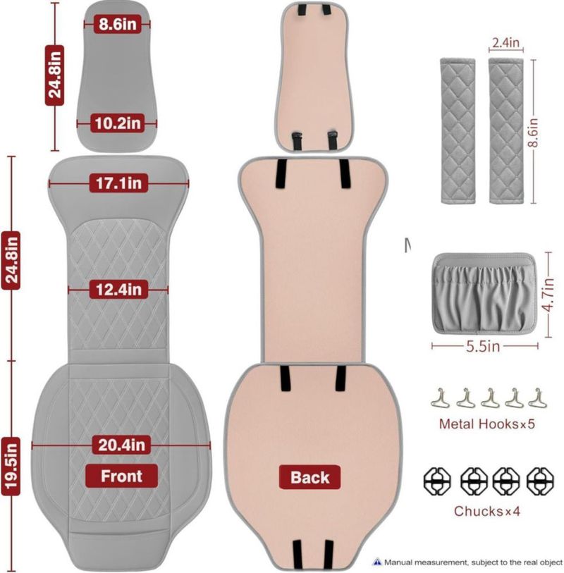 Fundas de Asiento Sanwom Cuero Sintético Pack 2 Gris Impermeable