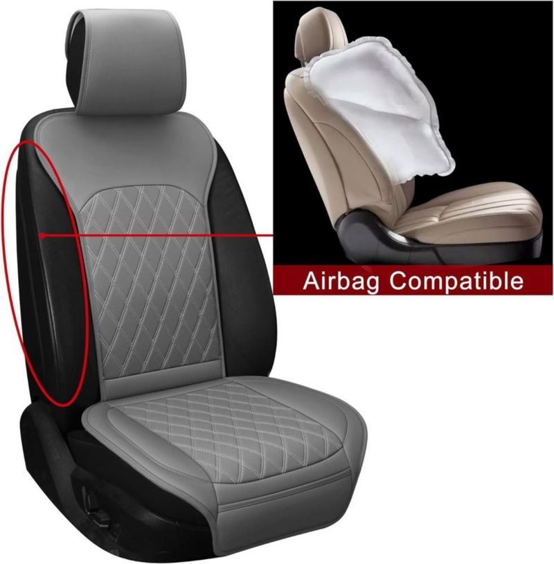 Fundas de Asiento Sanwom Cuero Sintético Pack 2 Gris Impermeable