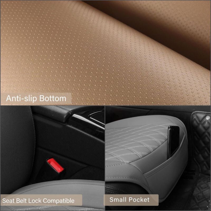 Fundas de Asiento Sanwom Cuero Sintético Pack 2 Gris Impermeable