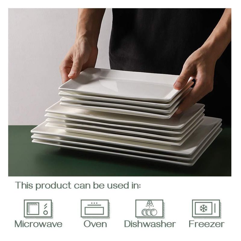 Platos de servir DOWAN rectangulares de 25 cm juego de 4 color blanco