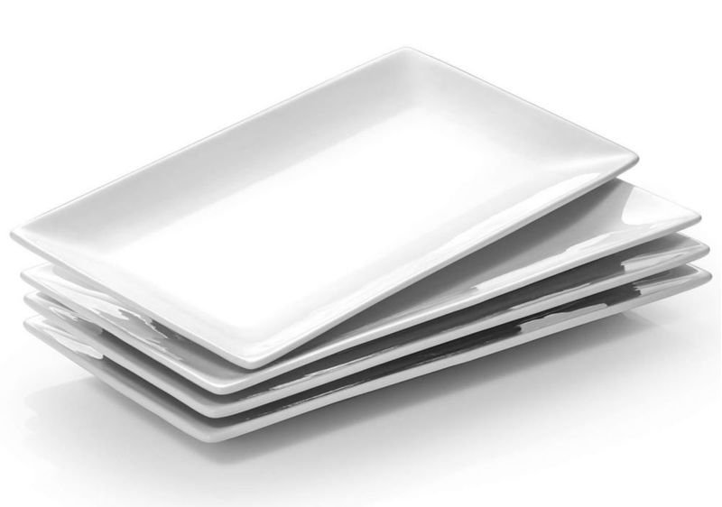Platos de servir DOWAN rectangulares de 25 cm juego de 4 color blanco