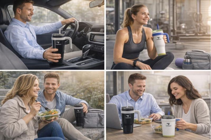 Vaso Térmico REDUCE 710 ml Pack de 2 Negro y Blanco