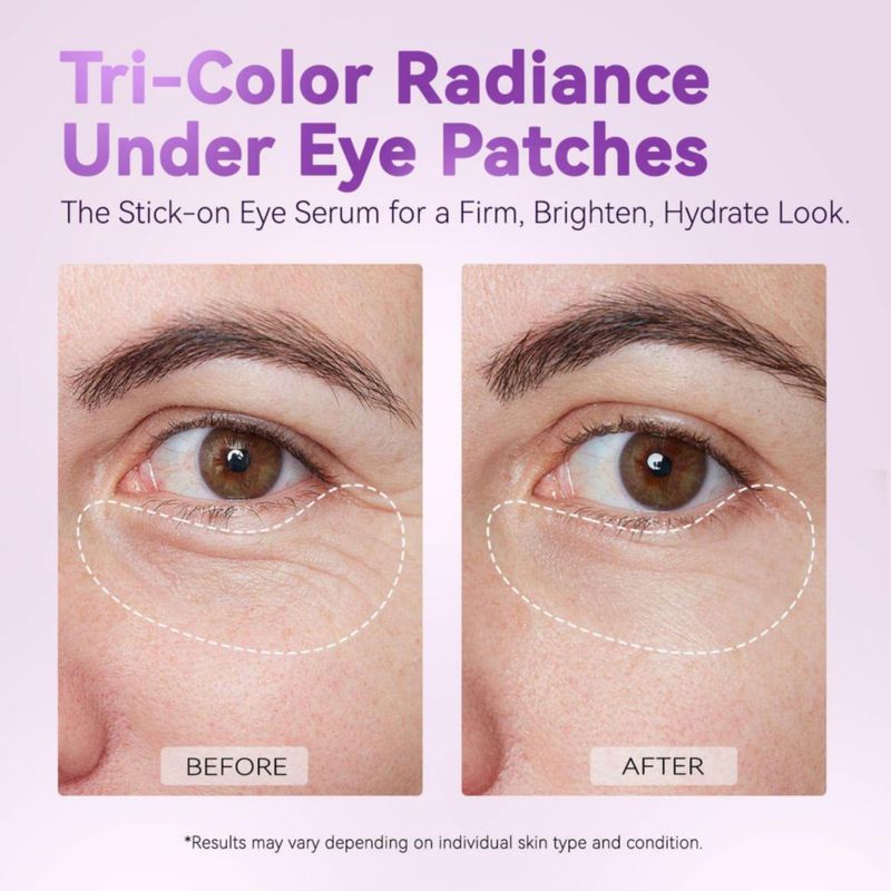 Parches para la zona bajo los ojos AILEORY 24 pares de hidrogel con glitter tricolor