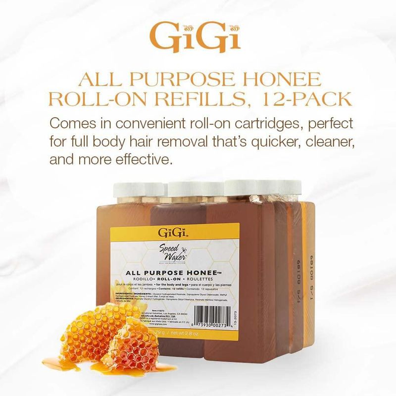 Cera Depilatoria Roll‑On GIGI 79 g Pack de 12 con Infusión de Miel