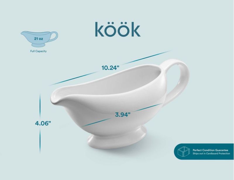 Salsera KooK 600 ml Blanca sin derrames – Grande