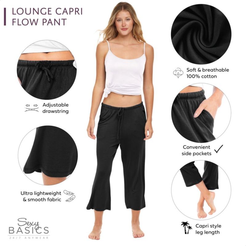 PANTALONES Sexy Basics Capri de Algodón con Cordón y Bolsillos