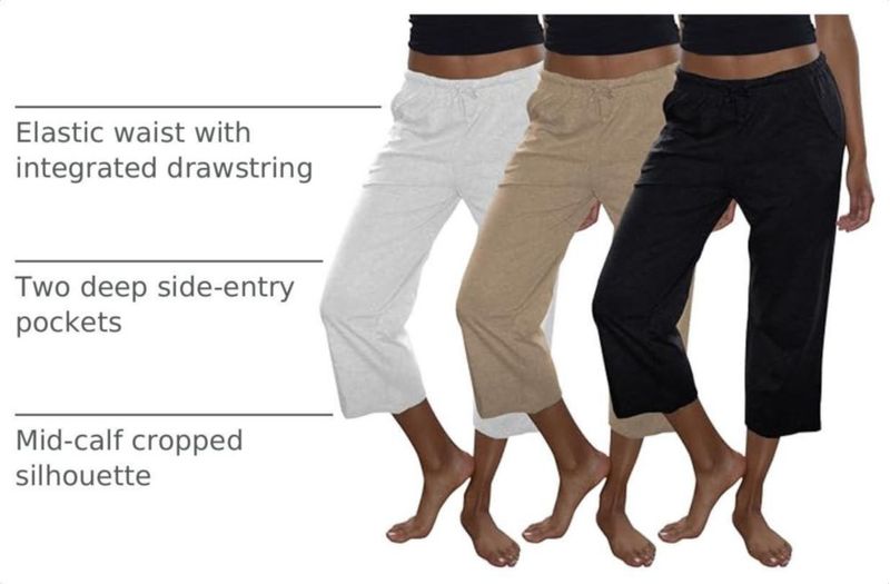 PANTALONES Sexy Basics Capri de Algodón con Cordón y Bolsillos