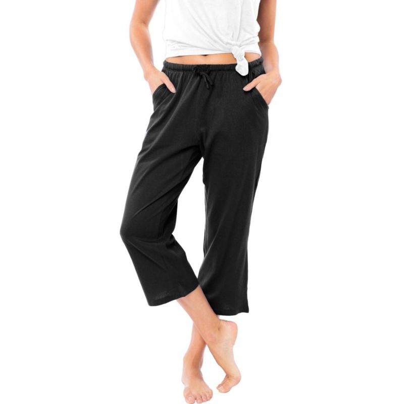 PANTALONES Sexy Basics Capri de Algodón con Cordón y Bolsillos
