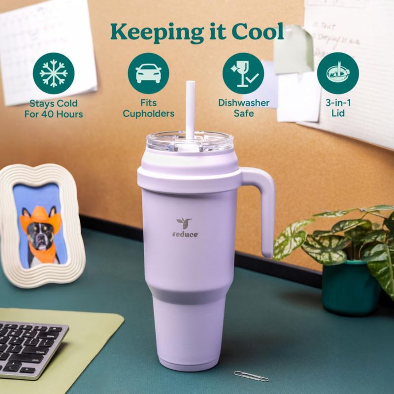 Vaso Térmico REDUCE 1500 ml Lavanda con Asa y Pajilla