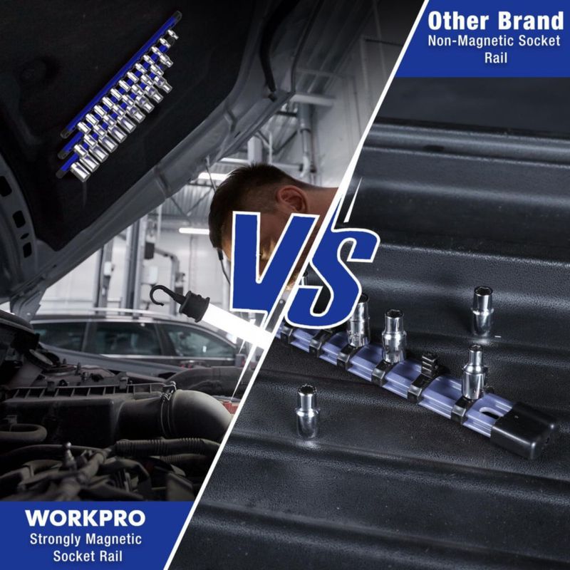 Organizador magnético de casquillos WORKPRO 33 cm 1/4" azul