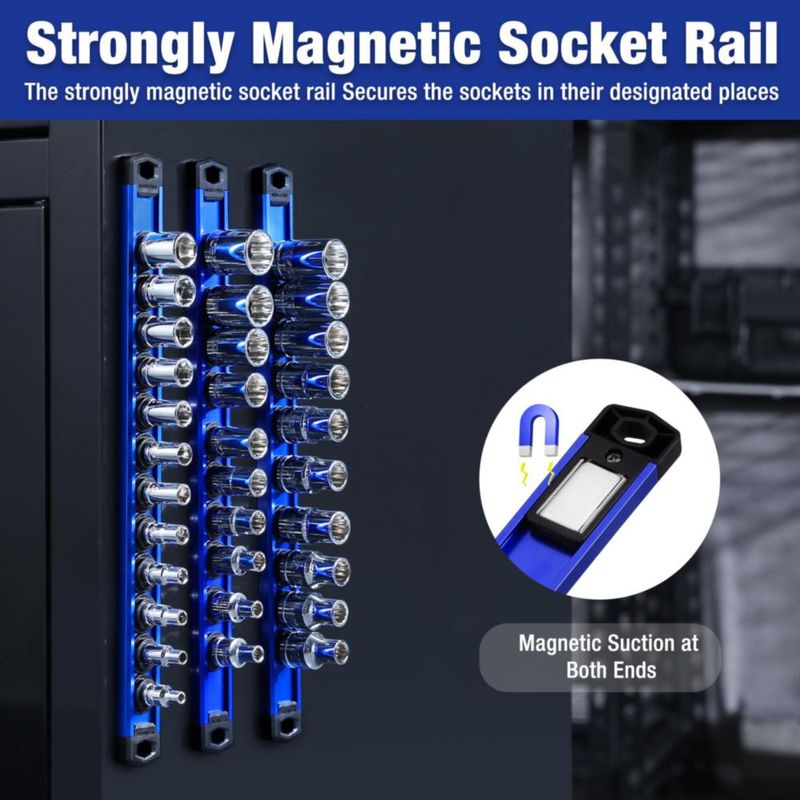 Organizador magnético de casquillos WORKPRO 33 cm 1/4" azul