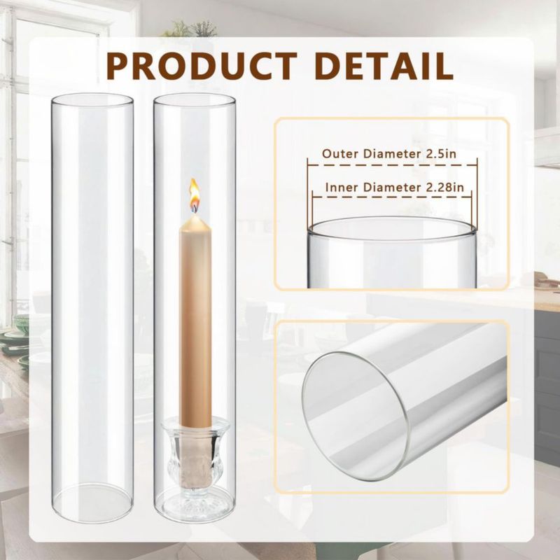 Portavelas CAYOREPO 32 cm Set de 12 piezas de vidrio transparente