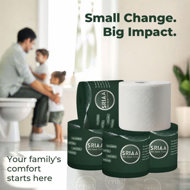 Papel Higiénico de Bambú SRIAA 12 Mega Rollos 3 Capas FSC