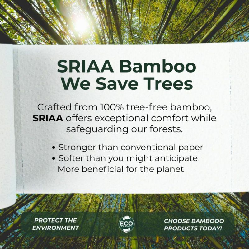 Papel Higiénico de Bambú SRIAA 12 Mega Rollos 3 Capas FSC