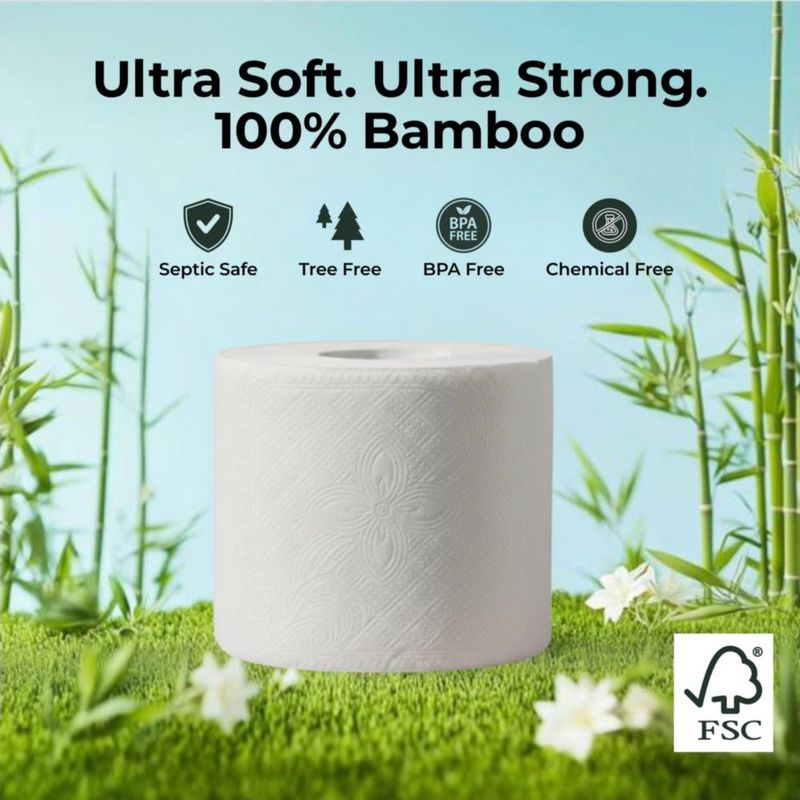 Papel Higiénico de Bambú SRIAA 12 Mega Rollos 3 Capas FSC