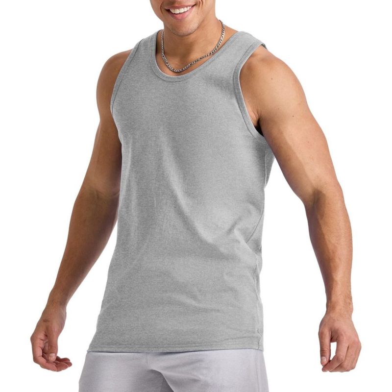 Camiseta sin mangas Hanes pack de 3 color acero claro (algodón)