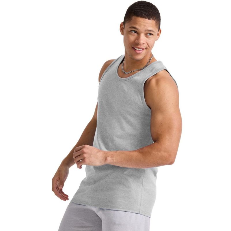 Camiseta sin mangas Hanes pack de 3 color acero claro (algodón)