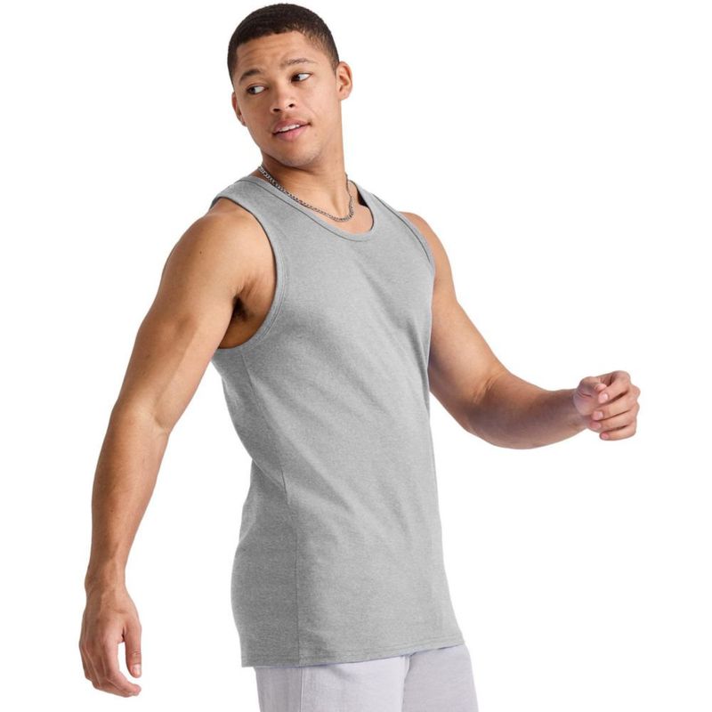 Camiseta sin mangas Hanes pack de 3 color acero claro (algodón)
