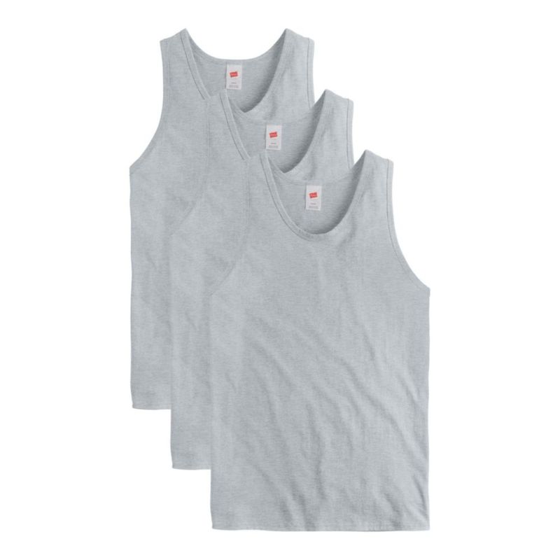 Camiseta sin mangas Hanes pack de 3 color acero claro (algodón)