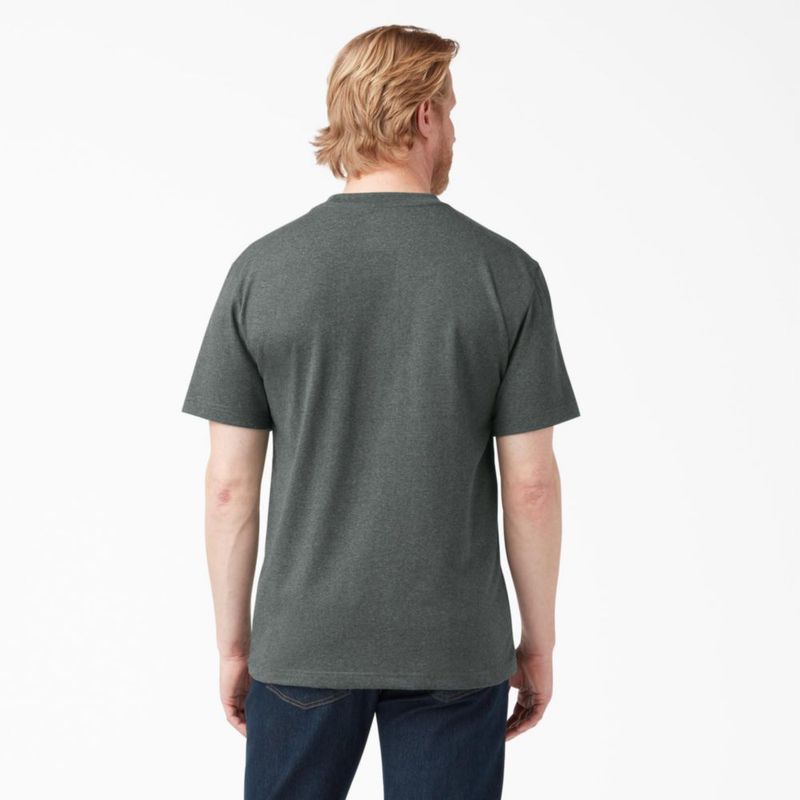 Camiseta de manga corta Dickies 2X Cuello redondo con bolsillo color verde cazador