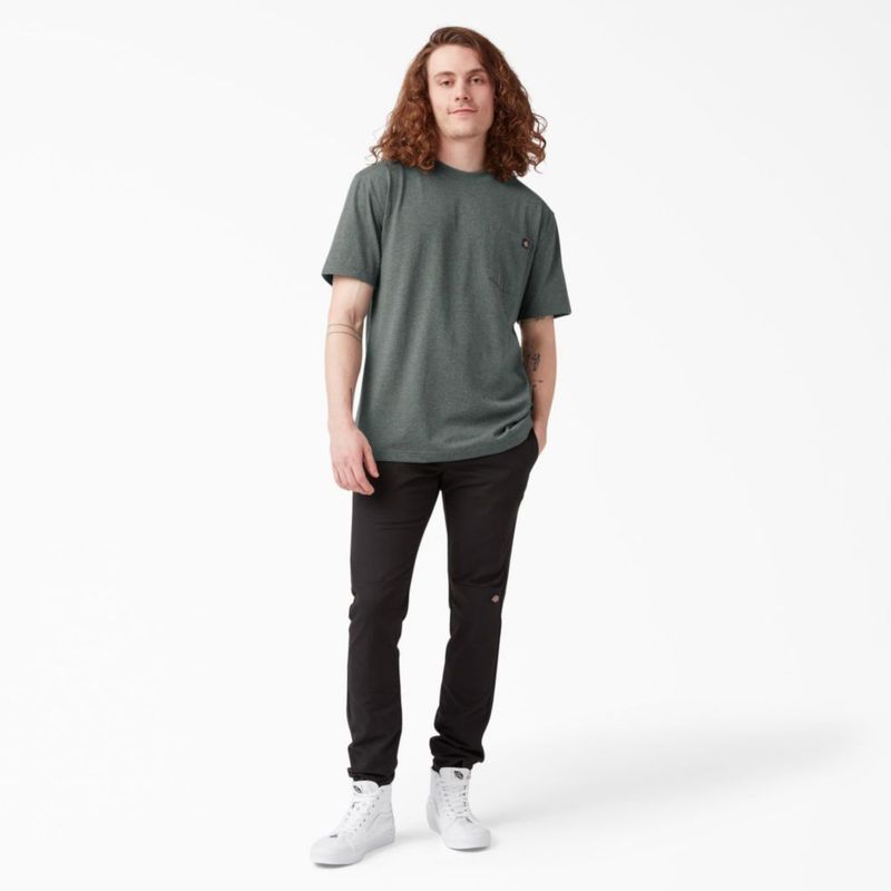 Camiseta de manga corta Dickies 2X Cuello redondo con bolsillo color verde cazador