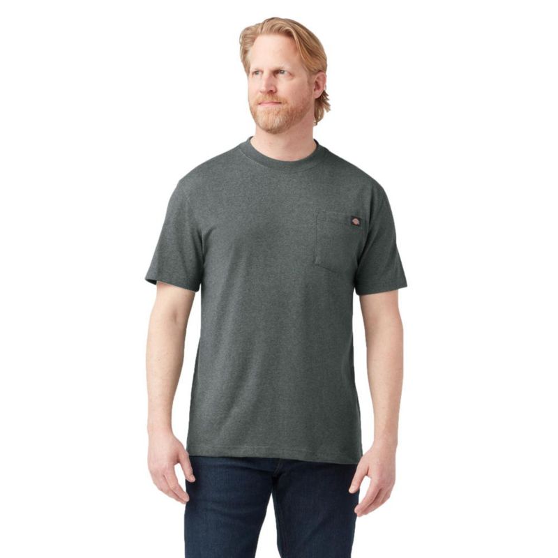 Camiseta de manga corta Dickies 2X Cuello redondo con bolsillo color verde cazador