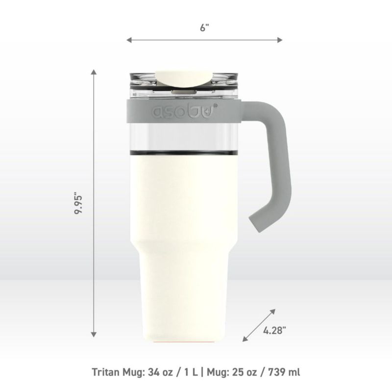 Vaso para beber asobu 965 ml blanco con pajilla y boquilla abatible