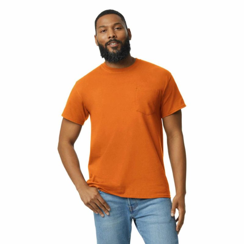 Camiseta Gildan G2300 Pack de 2 Naranja de Seguridad Talla Media