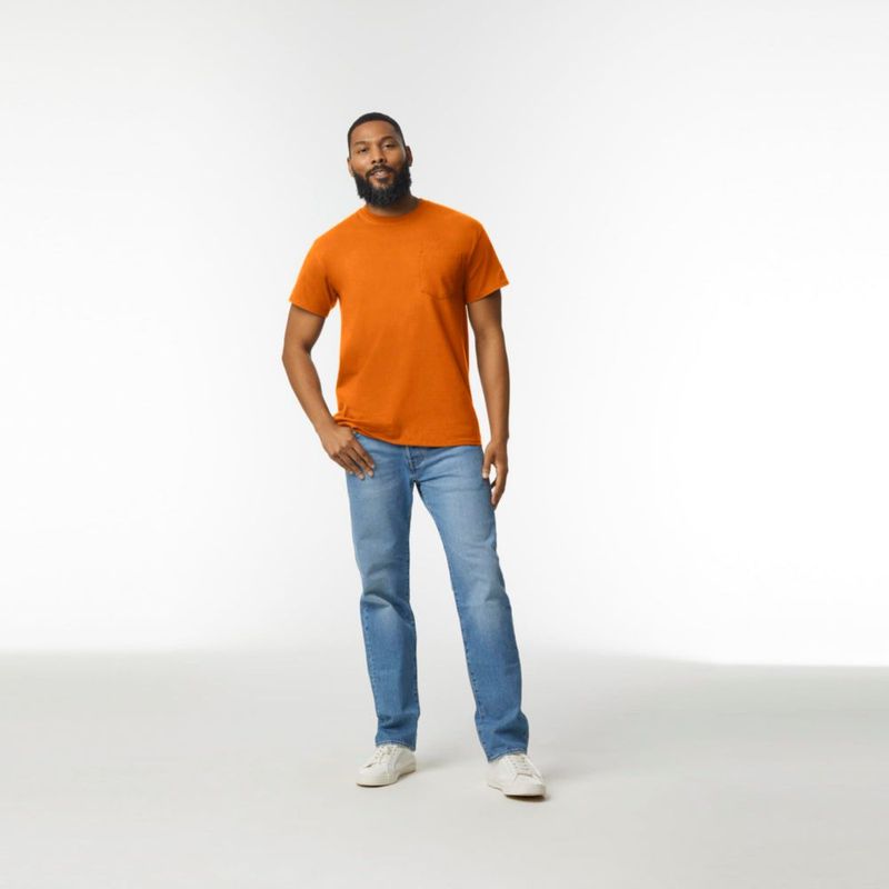 Camiseta Gildan G2300 Pack de 2 Naranja de Seguridad Talla Media