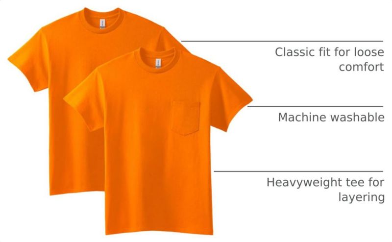 Camiseta Gildan G2300 Pack de 2 Naranja de Seguridad Talla Media
