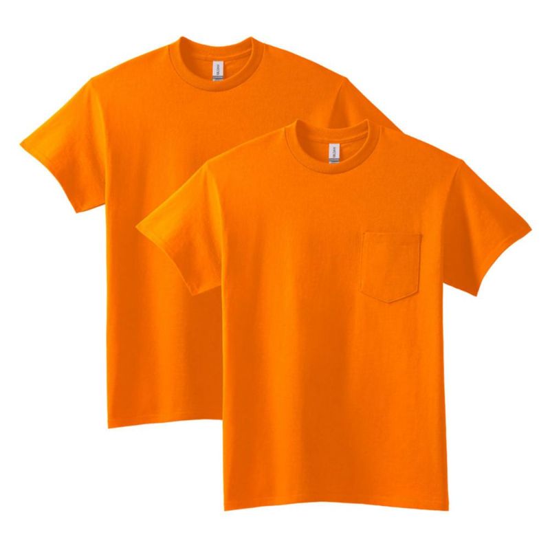 Camiseta Gildan G2300 Pack de 2 Naranja de Seguridad Talla Media