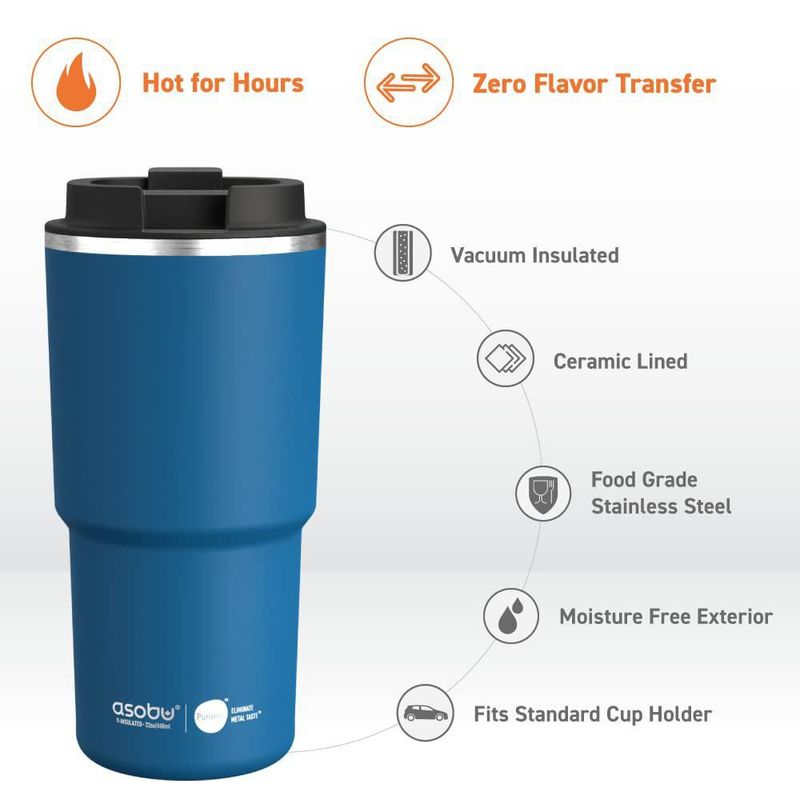 Taza de viaje asobu 620 ml con interior cerámico aislada