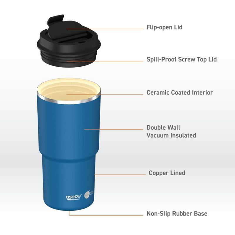 Taza de viaje asobu 620 ml con interior cerámico aislada